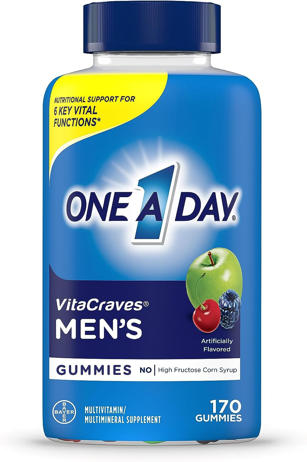 One a Day Men’S Multivitamin Gummies, Multivitamin for Men with Vitamin A, C, D, E, Calcium & More to Support Healthy Muscle Function, Gummies, 170 Count