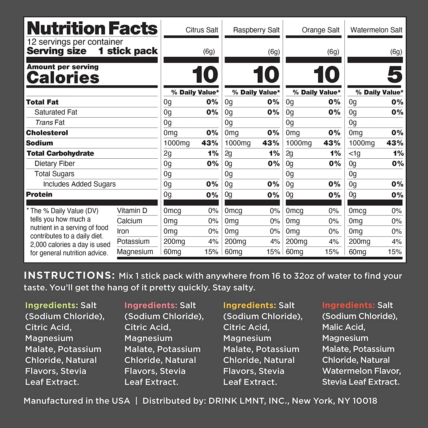 LMNT Zero-Sugar Electrolytes - Variety Salt - Hydration Powder Packets | No Artificial Ingredients | Keto & Paleo Friendly | 12 Sticks