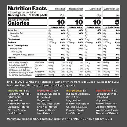 LMNT Zero-Sugar Electrolytes - Variety Salt - Hydration Powder Packets | No Artificial Ingredients | Keto & Paleo Friendly | 12 Sticks