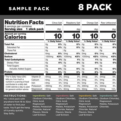 LMNT Zero-Sugar Electrolytes - Sampler Salt - Hydration Powder Packets | No Artificial Ingredients | Keto & Paleo Friendly | 8 Sticks