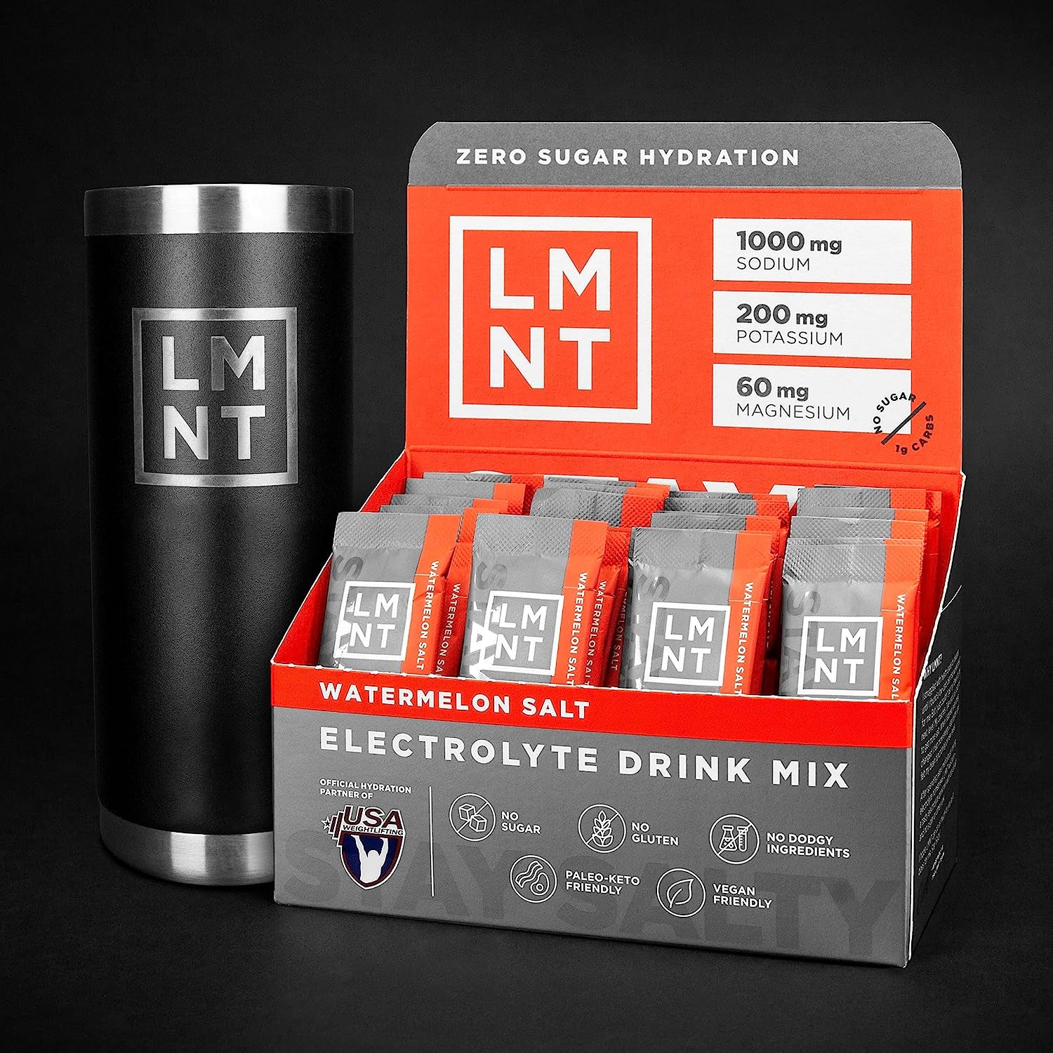 LMNT Zero-Sugar Electrolytes - Watermelon Salt - Hydration Powder Packets | No Artificial Ingredients | Keto & Paleo Friendly | 30 Sticks