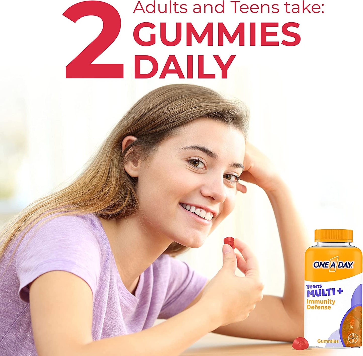 ONE a DAY Teen Multi+ Immunity Defense Vitamins, Multivitamin Gummies with Boost of Immunity Support with Vitamins A, C, D, E, Selenium & Zinc, 120 Count