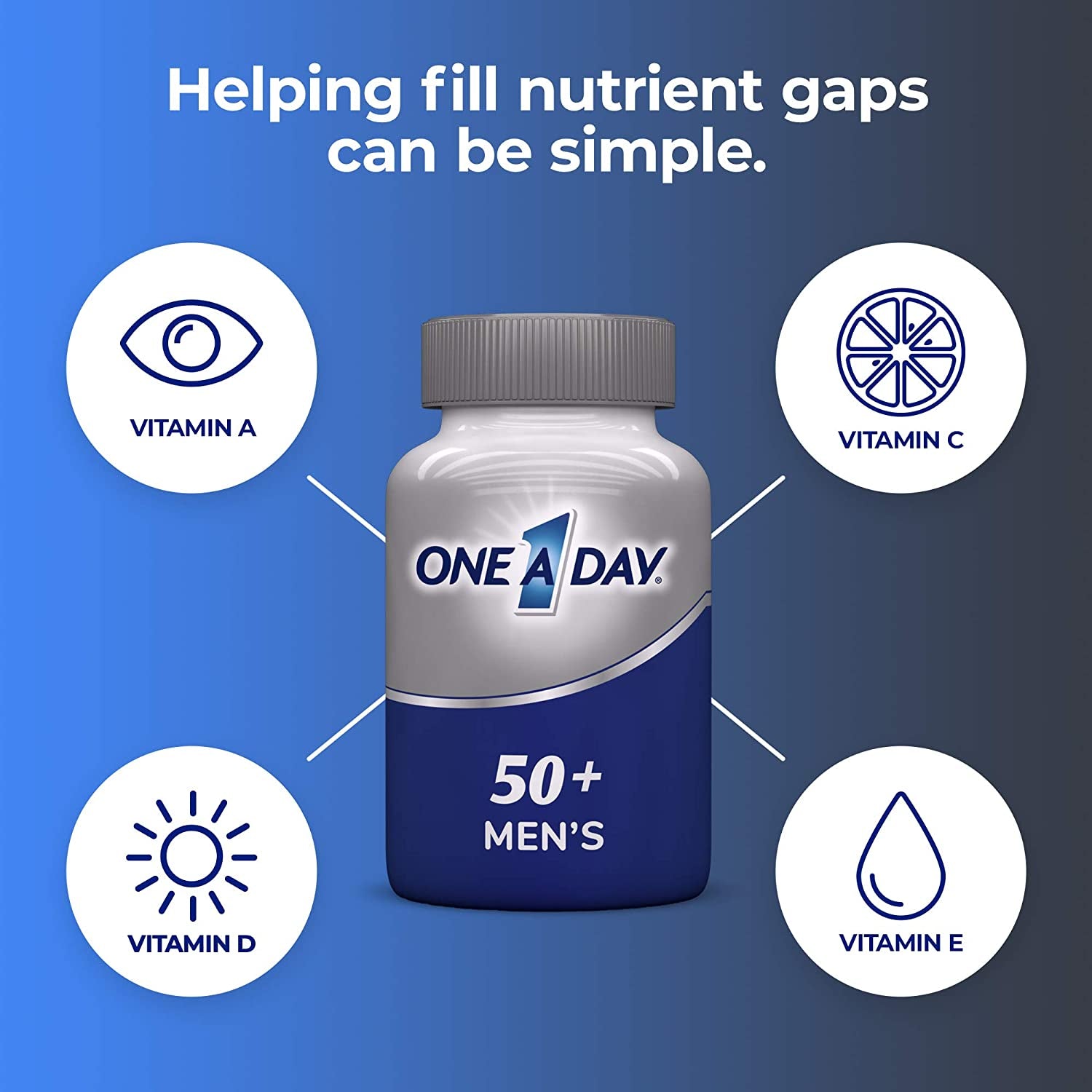 One a Day Men’S 50+ Multivitamins, Supplement with Vitamin A, Vitamin C, Vitamin D, Vitamin E and Zinc for Immune Health Support*, Calcium & More, Tablet 100 Count