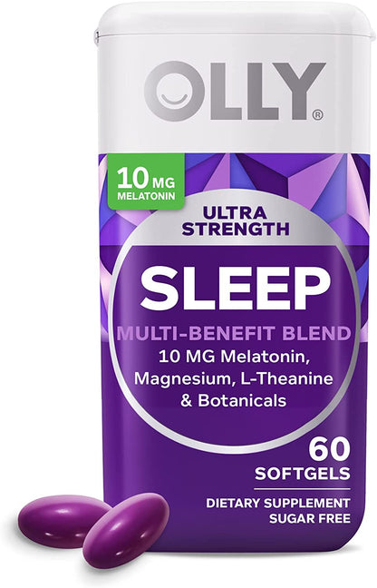 Ultra Strength Sleep Softgels, 10Mg Melatonin, L-Theanine, Chamomile, Magnesium, Lemon Balm, Supports Deep Restful Sleep, Nighttime Sleep Aid, Non Habit-Forming - 60 Count