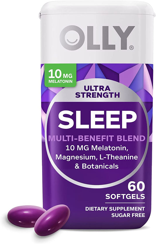 Ultra Strength Sleep Softgels, 10Mg Melatonin, L-Theanine, Chamomile, Magnesium, Lemon Balm, Supports Deep Restful Sleep, Nighttime Sleep Aid, Non Habit-Forming - 60 Count