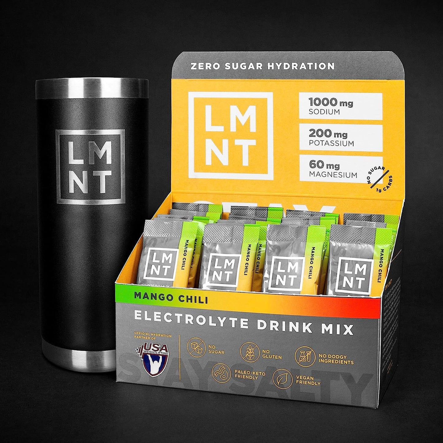 LMNT Keto Electrolyte Powder Packets | Paleo Hydration Powder | No Sugar, No Artificial Ingredients | Mango Chili | 30 Stick Packs