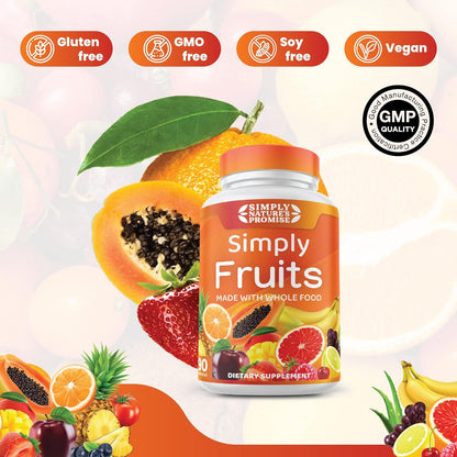 - 90 Fruit Capsules - Made with Whole Food Superfoods, Packed with 25 Different Fruits - 100% Soy Free