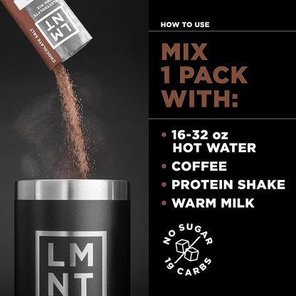 LMNT Keto Electrolyte Powder Packets | Paleo Hydration Powder | No Sugar, No Artificial Ingredients | Hot Chocolate Salt | 30 Stick Packs