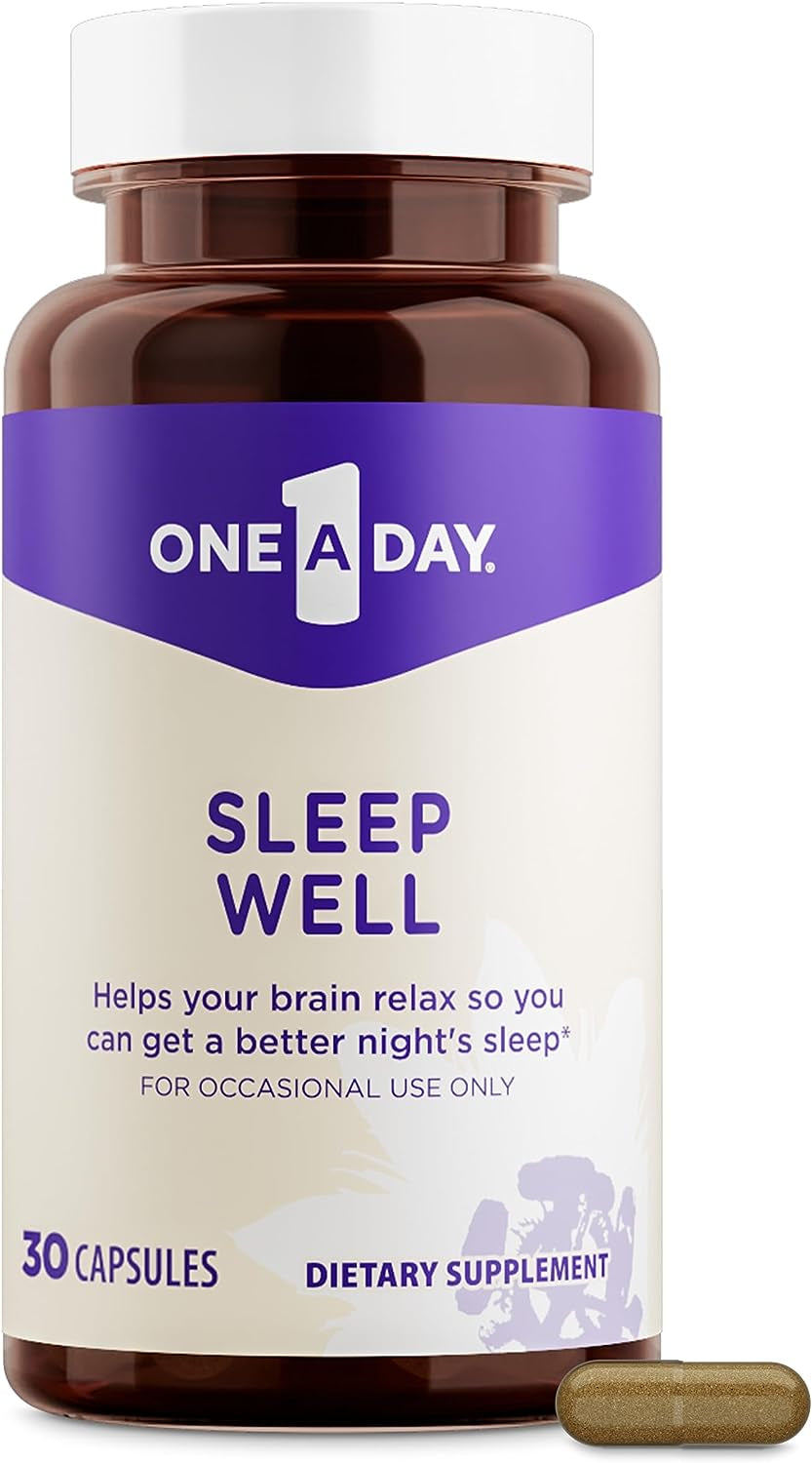 One-A-Day Sleep Supplement - Sleep Supplements for Adults, Sleep Support with Passionflower and Melatonin, Sleep Support with Sleep Well, 30 Capsules