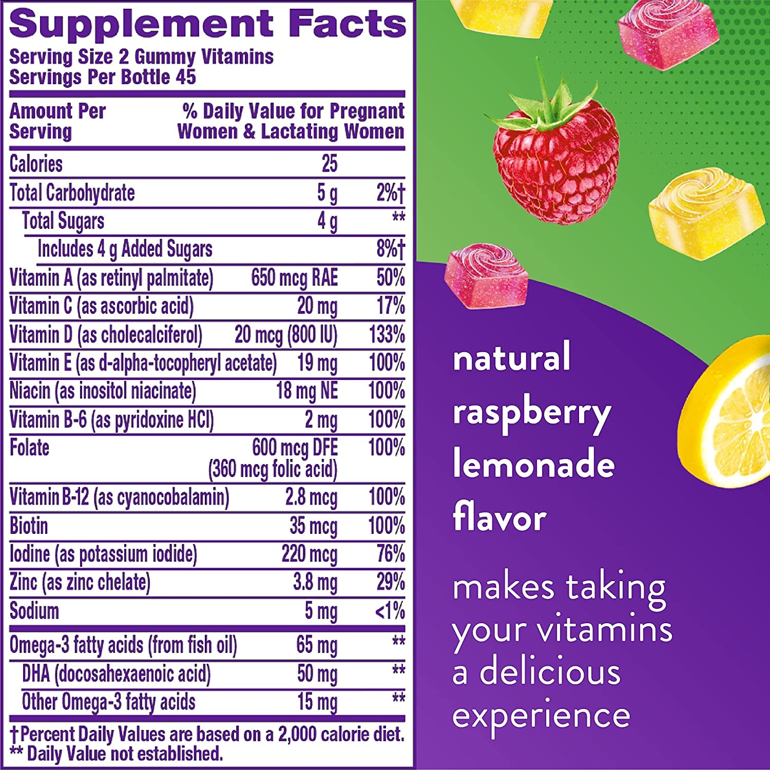 Vitafusion Prenatal Gummy Vitamins, Raspberry Lemonade Flavored, Pregnancy Vitamins for Women, with Folate and DHA, America’S Number 1 Gummy Vitamin Brand, 45 Day Supply, 90 Count