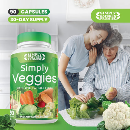 - 90 Veggie Capsules - Made with Whole Food Superfoods, Packed with Beta Carotene & 18 Different Vegetables - 100% Soy Free