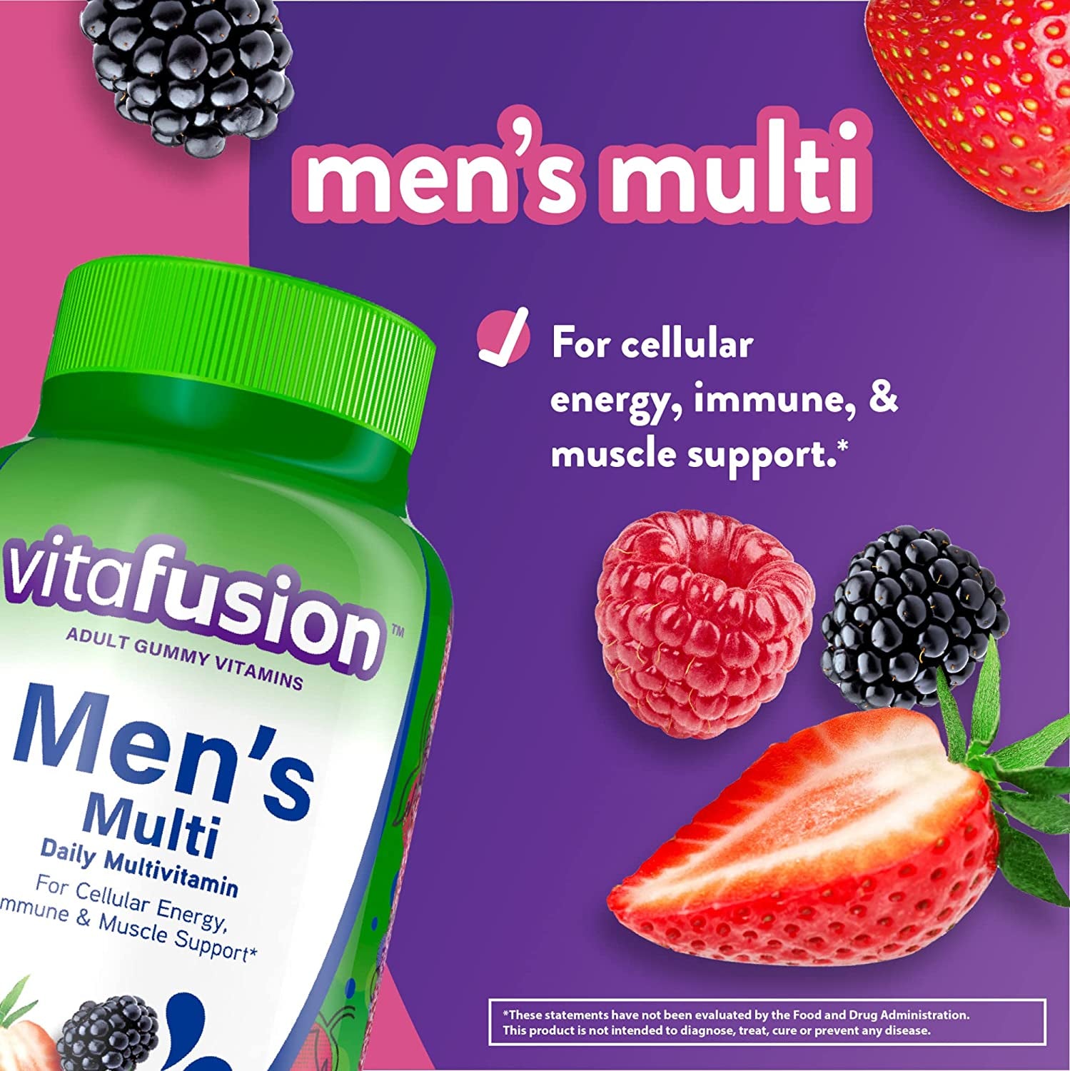 Vitafusion Adult Gummy Vitamins for Men, Berry Flavored Daily Multivitamins for Men with Vitamins A, C, D, E, B6 and B12, America’S Number 1 Gummy Vitamin Brand, 75 Day Supply, 150 Count