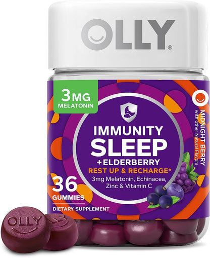 Sleep Immunity Melatonin Gummy, Vitamin C, Zinc, Echinacea, 3Mg Melatonin, Immune and Sleep Support, Berry - 36 Count