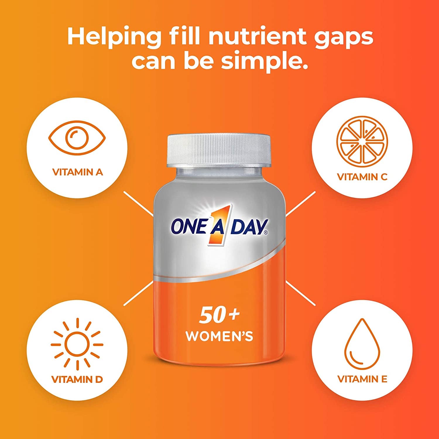 One a Day Women’S 50+ Multivitamins, Multivitamin for Women with Vitamin A, C, D, E and Zinc for Immune Health Support*, Calcium & More, 100 Count