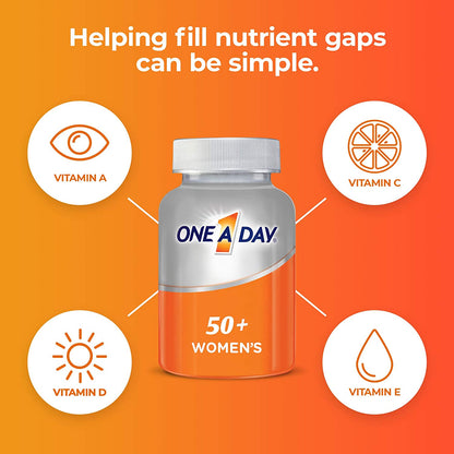 One a Day Women’S 50+ Multivitamins, Multivitamin for Women with Vitamin A, C, D, E and Zinc for Immune Health Support*, Calcium & More, 100 Count