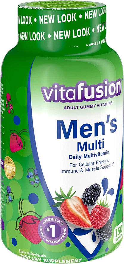 Vitafusion Adult Gummy Vitamins for Men, Berry Flavored Daily Multivitamins for Men with Vitamins A, C, D, E, B6 and B12, America’S Number 1 Gummy Vitamin Brand, 75 Day Supply, 150 Count