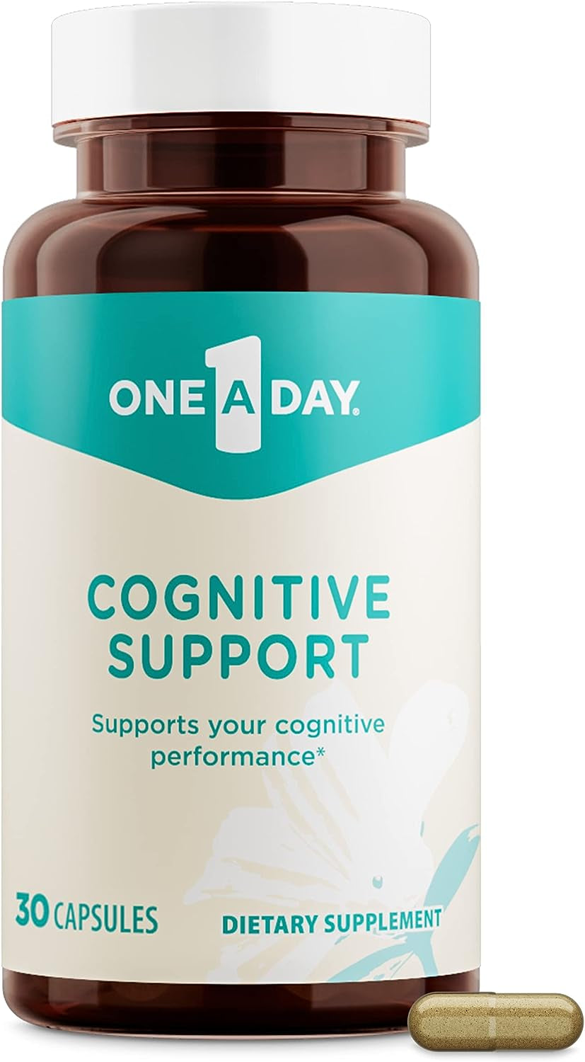 One-A-Day Cognitive Supplement – Memory and Focus Supplements for Adults, Brain Function Support with Bacopa, Rhodiola, & Holy Basil for Cognitive Performance 30 Capsules