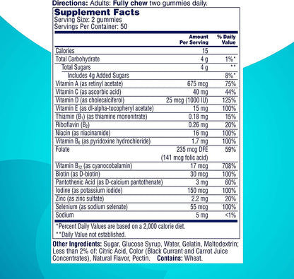 One-A-Day Multi+ Brain Support Gummies, Multivitamin Gummies for Men & Women with Boost of Brain Support with Super 8 B Vitamin Complex, 100 Count