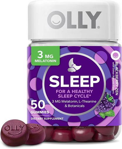 Sleep Gummy, Occasional Sleep Support, 3 Mg Melatonin, L-Theanine, Chamomile, Lemon Balm, Sleep Aid, Blackberry, 50 Count