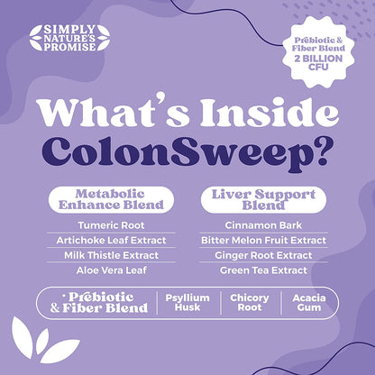 Colonsweep Psyllium Husk Powder Colon Cleanser - Vegan, Gluten Free Fiber Supplement - Safe Colon Cleanse for Constipation Relief, Bloating Relief & Gut Health - (8 OZ (30 Servings))